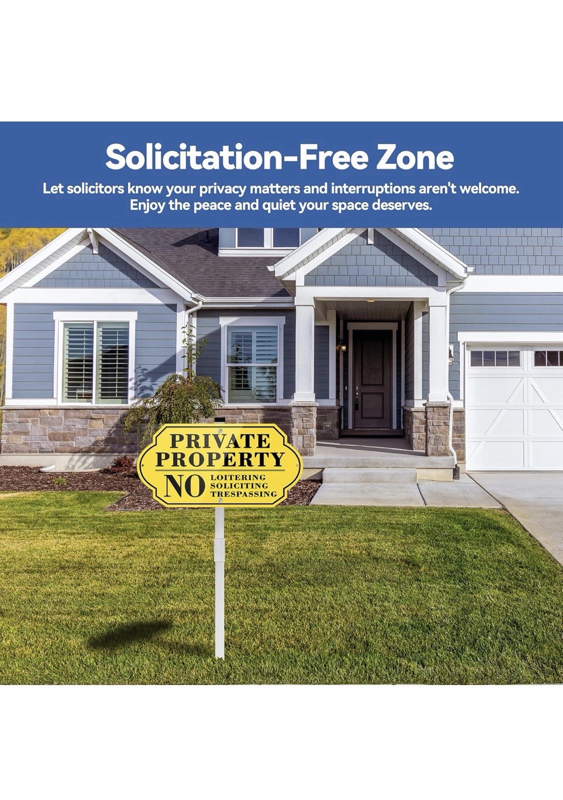 3 Pack Private Property No Soliciting No Trespassing No Loitering Sign