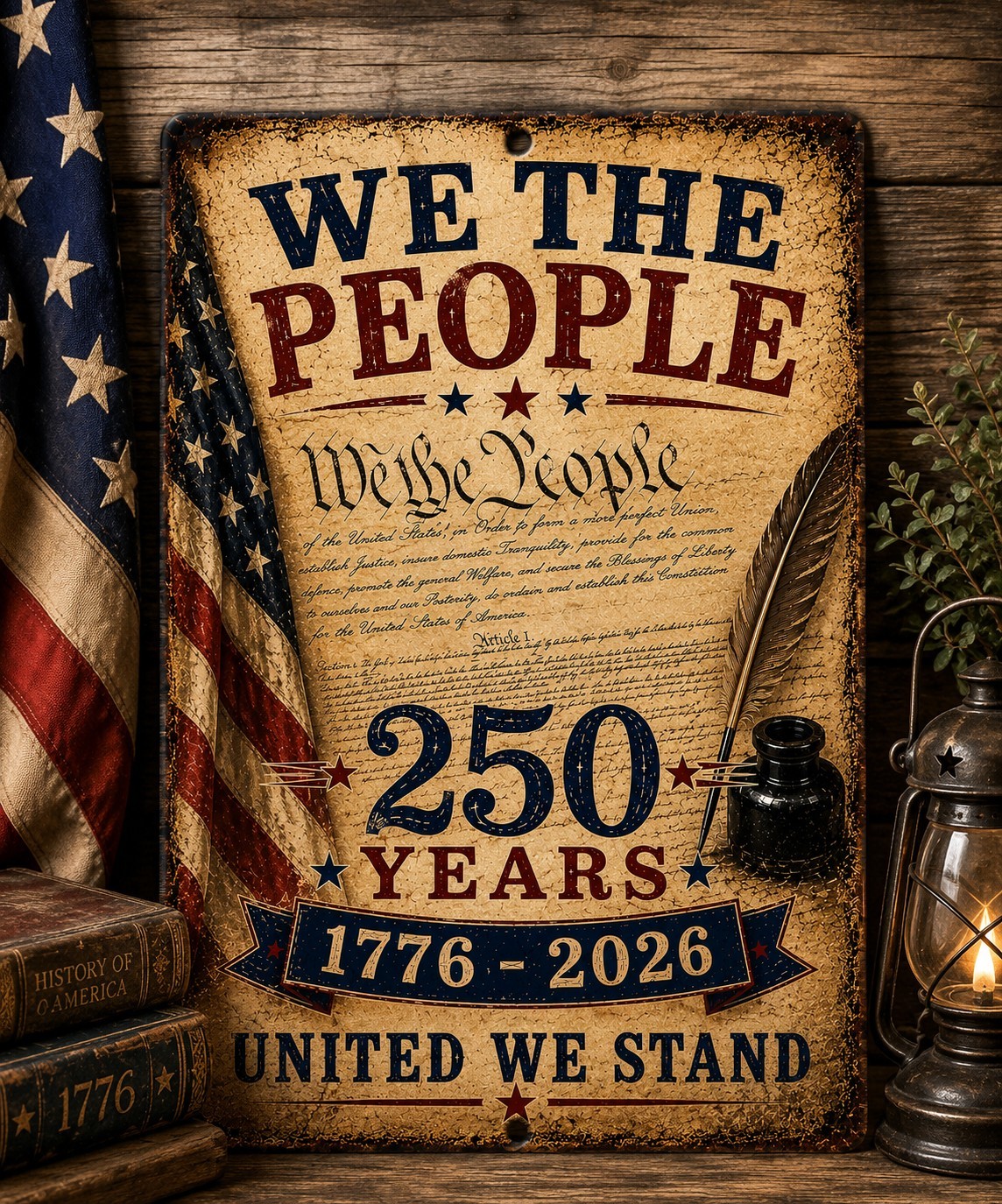 America 250 Years 1776-2026 Patriotic Eagle Metal Sign USA Freedom 8×12 Aluminum