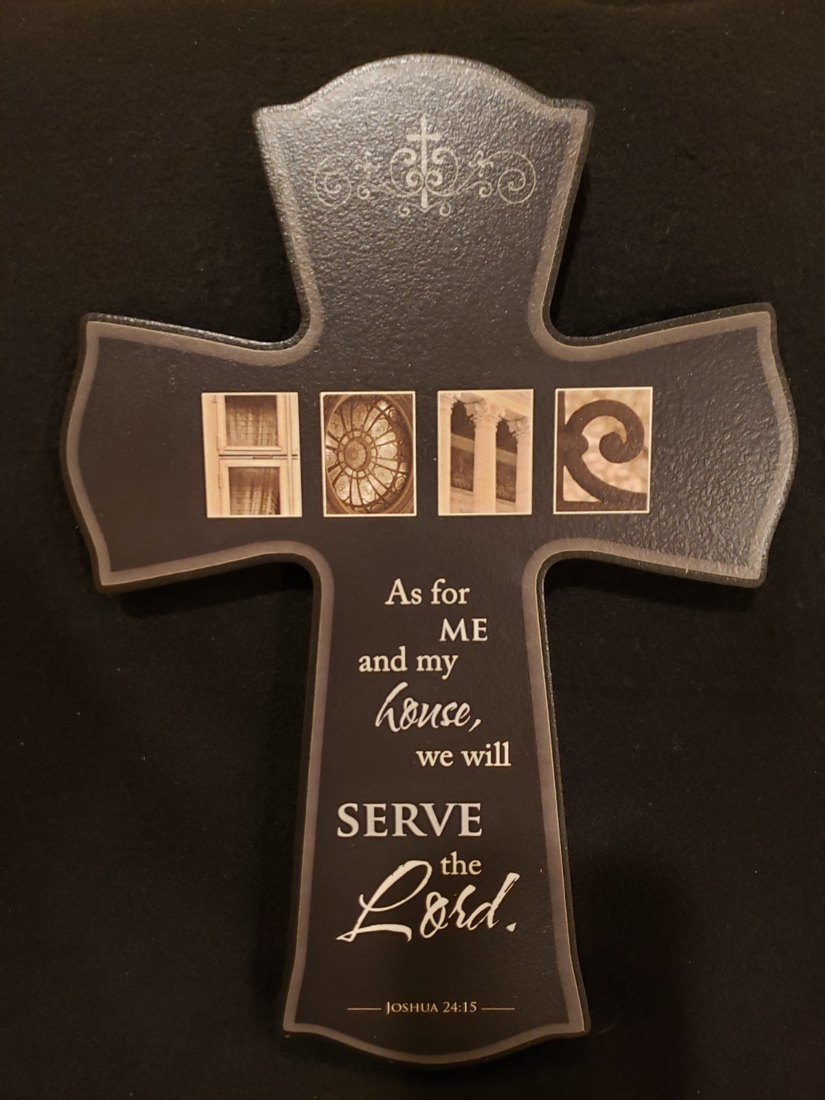 Religious Hangable Cross, P. Graham DUNN Alphabet Photography, Joshua 24:15, NEW