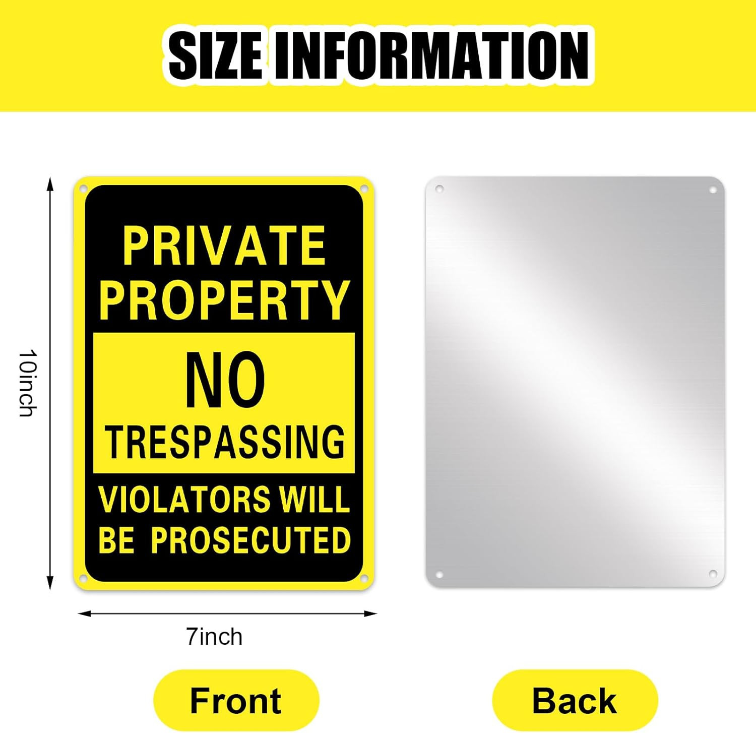 No Trespassing Signs 8 Pack Reflective Aluminum Private Property Fence Sign 7×10