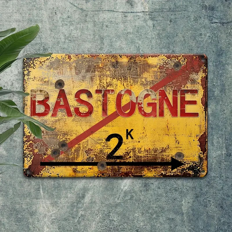 NEW 2D 8×12 Vintage WW2 Bastogne Battle of The Buldge European Metal Street Sign