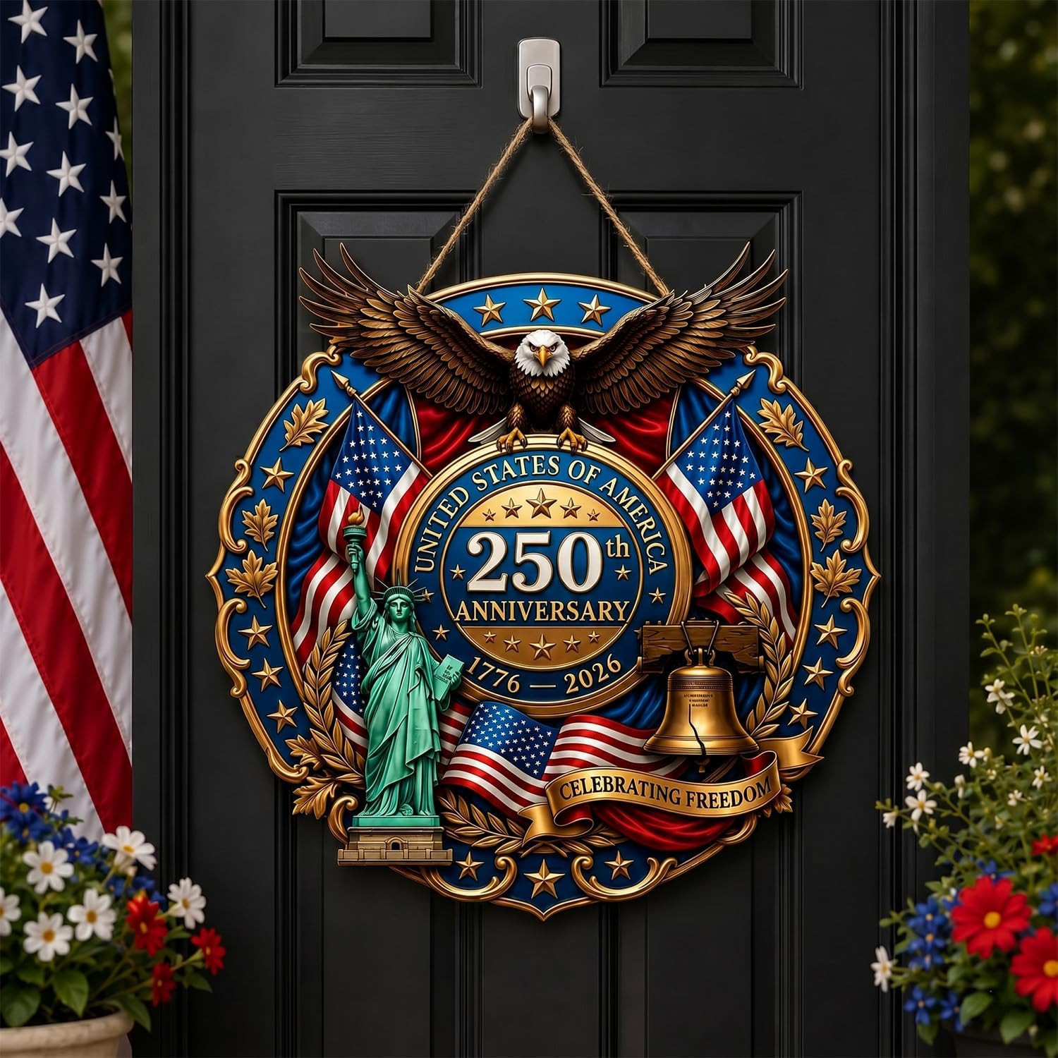 250Th Anniversary Decorations for Home, Patriotic Door Sign, America 250Th Birth