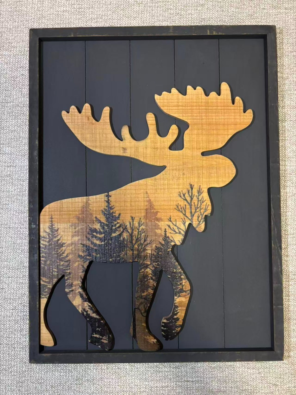 rustic wooden moose wall art-naure forest design home decor