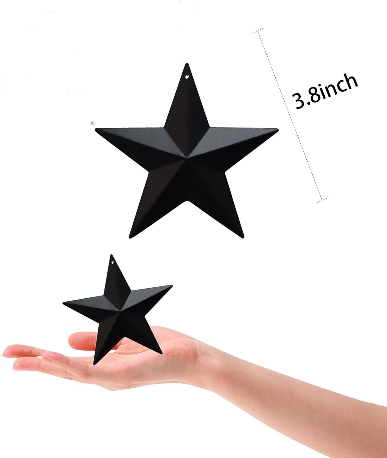 Metal Star Hanging Ornament 3.8 Inch Black Barn Star for Home Decoration Se