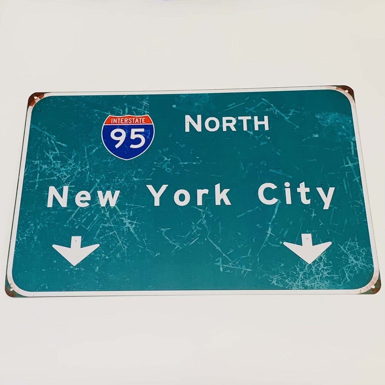 Interstate 95 North New York City 8” x 12″ Aluminum Metal Tin Highway Sign Green