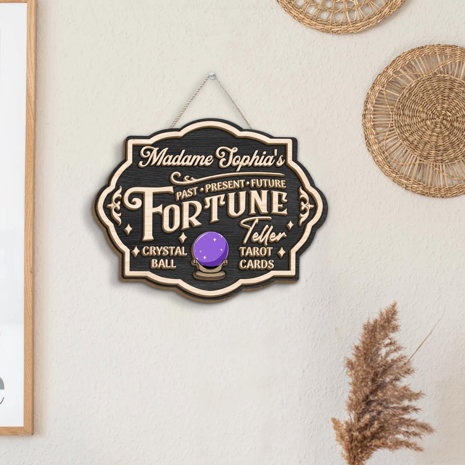 Personalized Fortune Teller Wooden Sign Tarot Psychic Crystal Ball Door Hangers
