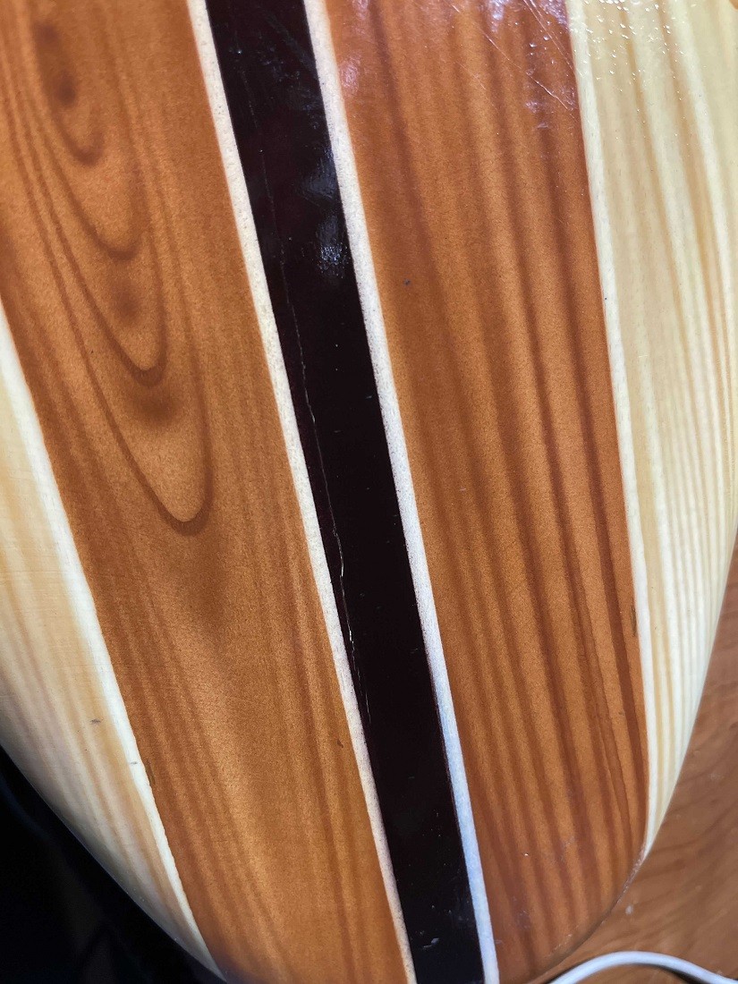Scratch & Dent Striped Wooden Surfboard Wall Hanging 39 inch