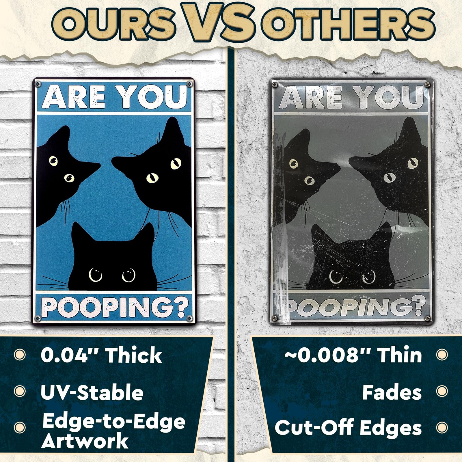 Are You Pooping Sign – Funny Cat Bathroom with 12×8 inches,