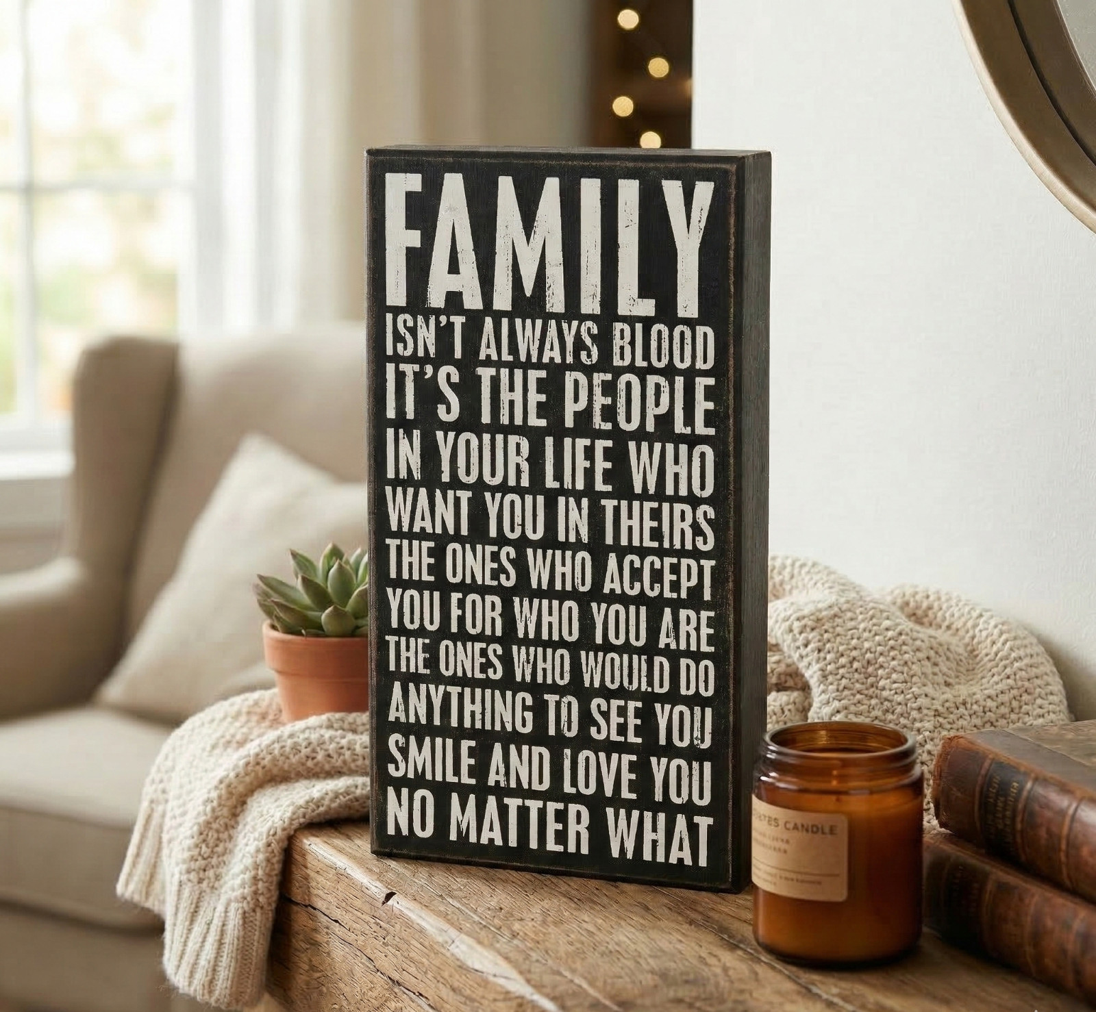 Primitives by Kathy Wooden Box Sign Family Quote Tabletop Shelf Sitter Plaque