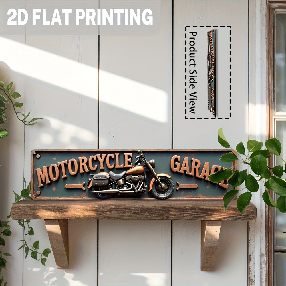 Metal Sign Vintage Motorcycle Garage Bike Graphic Rustic Biker Man Cave Decor
