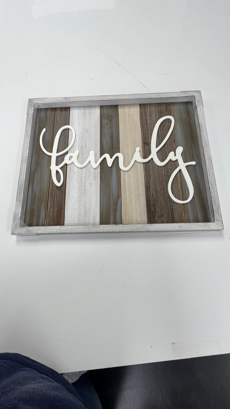 Rustic Multicolor Wood Wall Sign – “Family” Script Décor