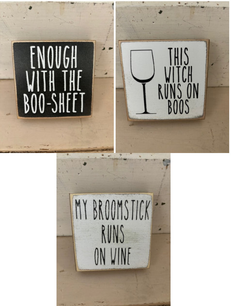 Set of 3 | 4×4 in Block Sign | Fall/Halloween Theme