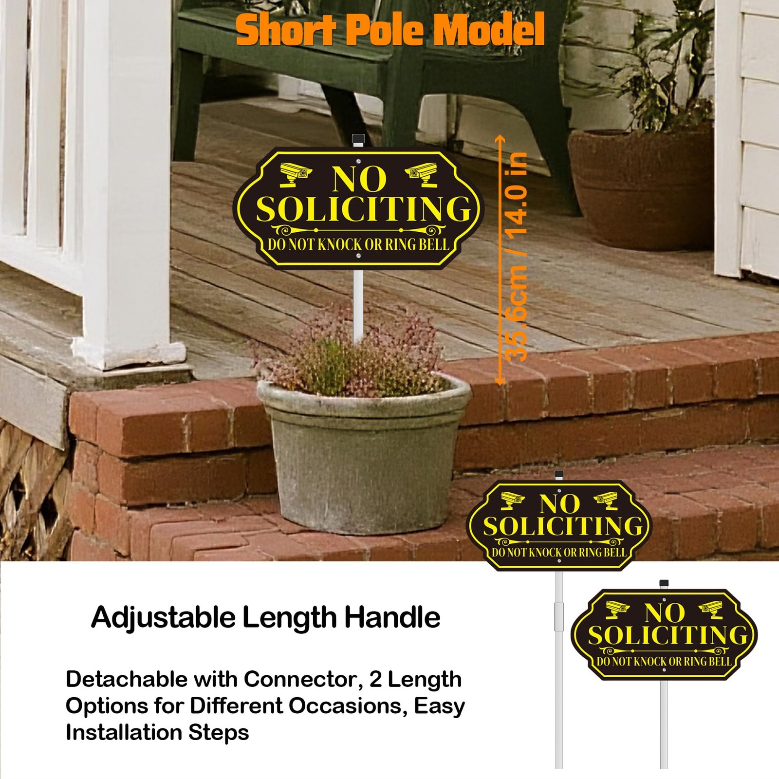 No Soliciting Aluminum Yard Sign 14×7 with 28″ Adjustable Stake