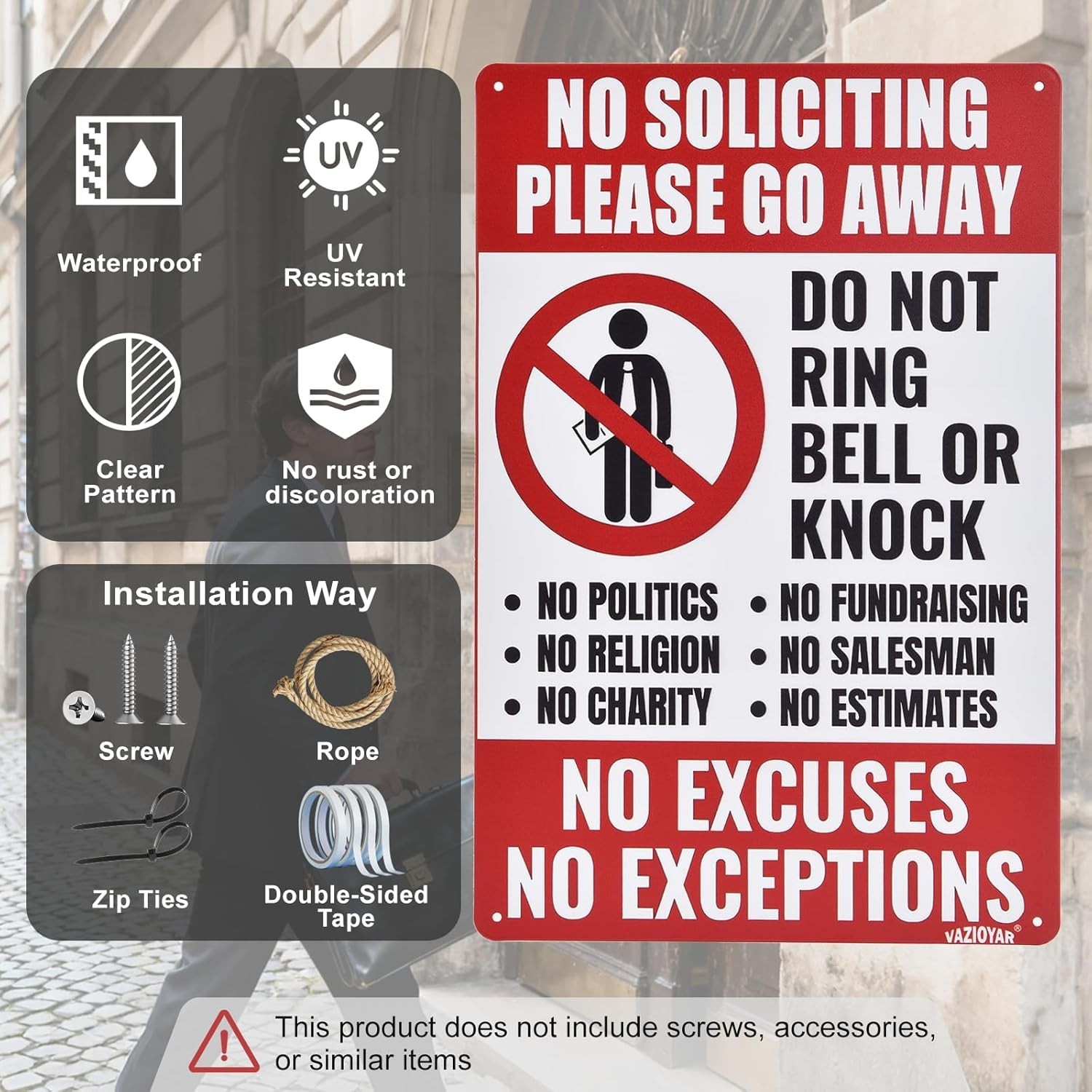 No Soliciting Sign for House,No Soliciting Signs for Home，Do Not Knock Please