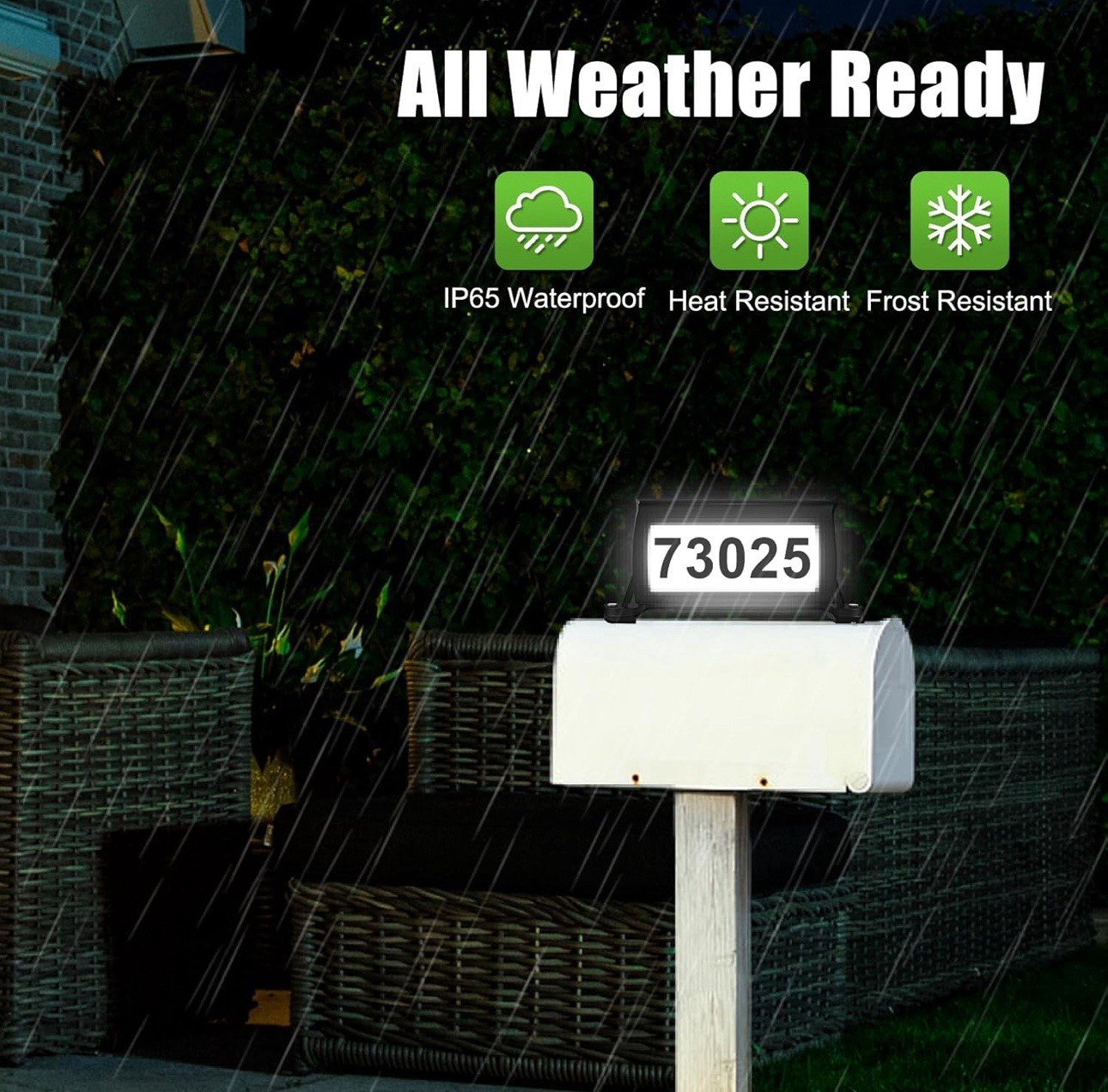 Solar Address Sign Mailbox House Number Plaque Double Side 3 Light Color