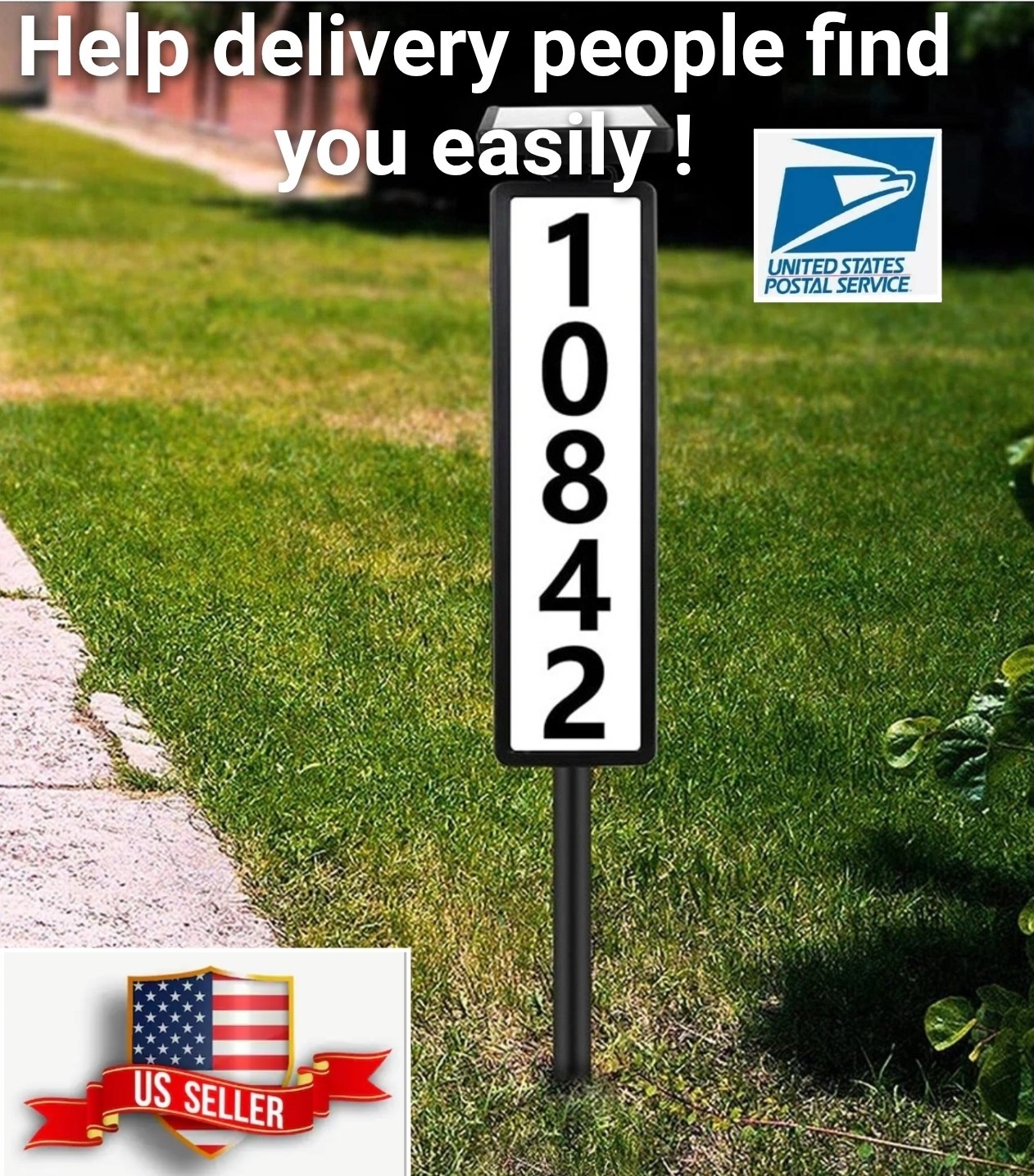 House Numbers Solar Powered LED Address Sign Light On Stick for Best Visibility!