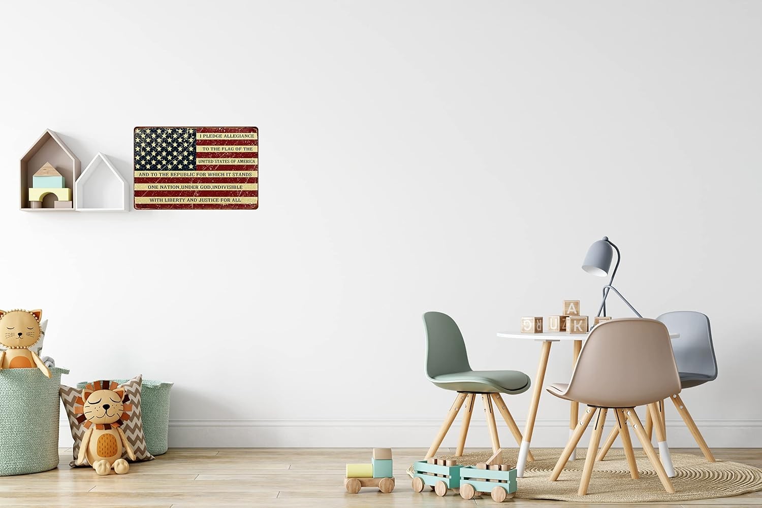 I Pledge Allegiance American Flag Metal Tin Sign 8×12 Patriotic Wall Decor Gift