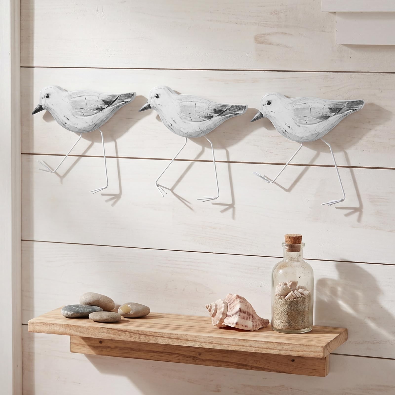 3 Pcs Wood Sandpipers Wall Decor Coastal Wall Decor Sandpiper Coastal Beach D…
