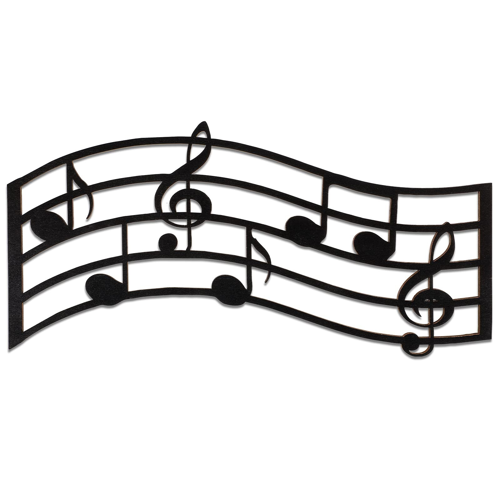 Black Treble Clef Glossy Wooden Wall Decoration Music Notes Silhouette Artwor…