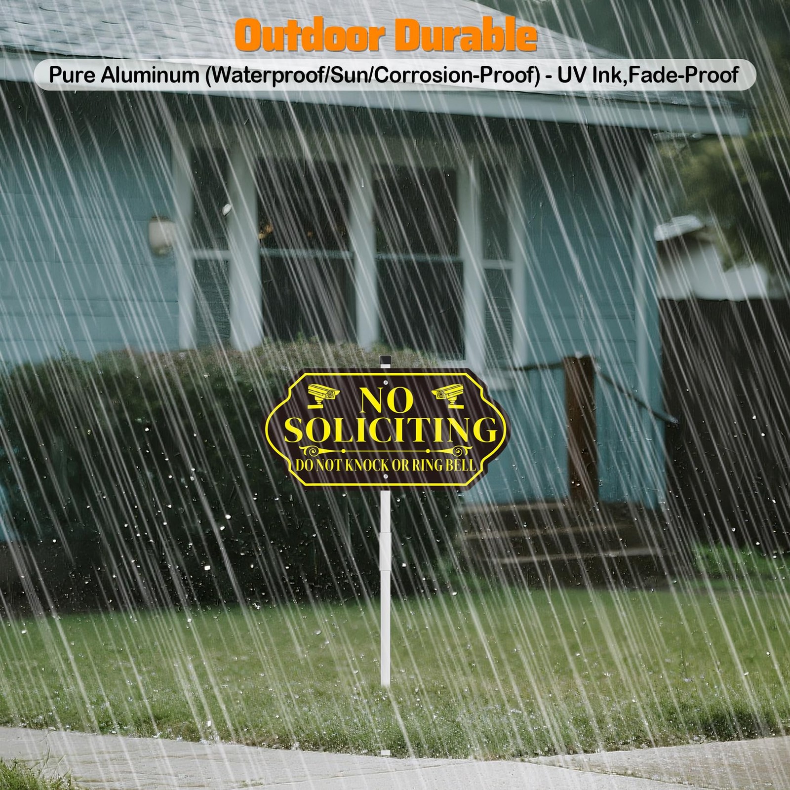 No Soliciting Aluminum Yard Sign 14×7 with 28″ Adjustable Stake