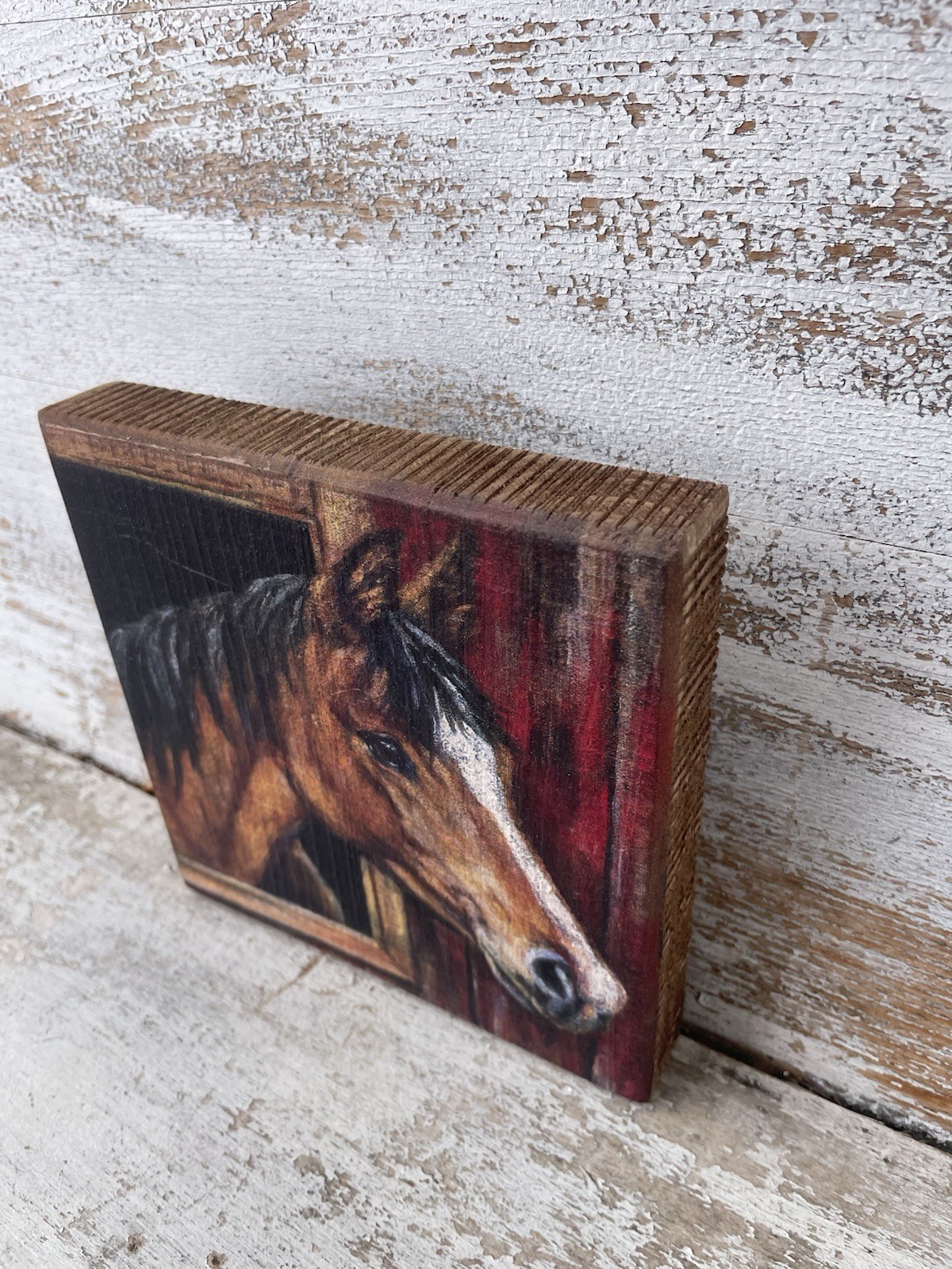 Buckskin Horse Wood Block Sign Farmhouse 6”x6” NEW