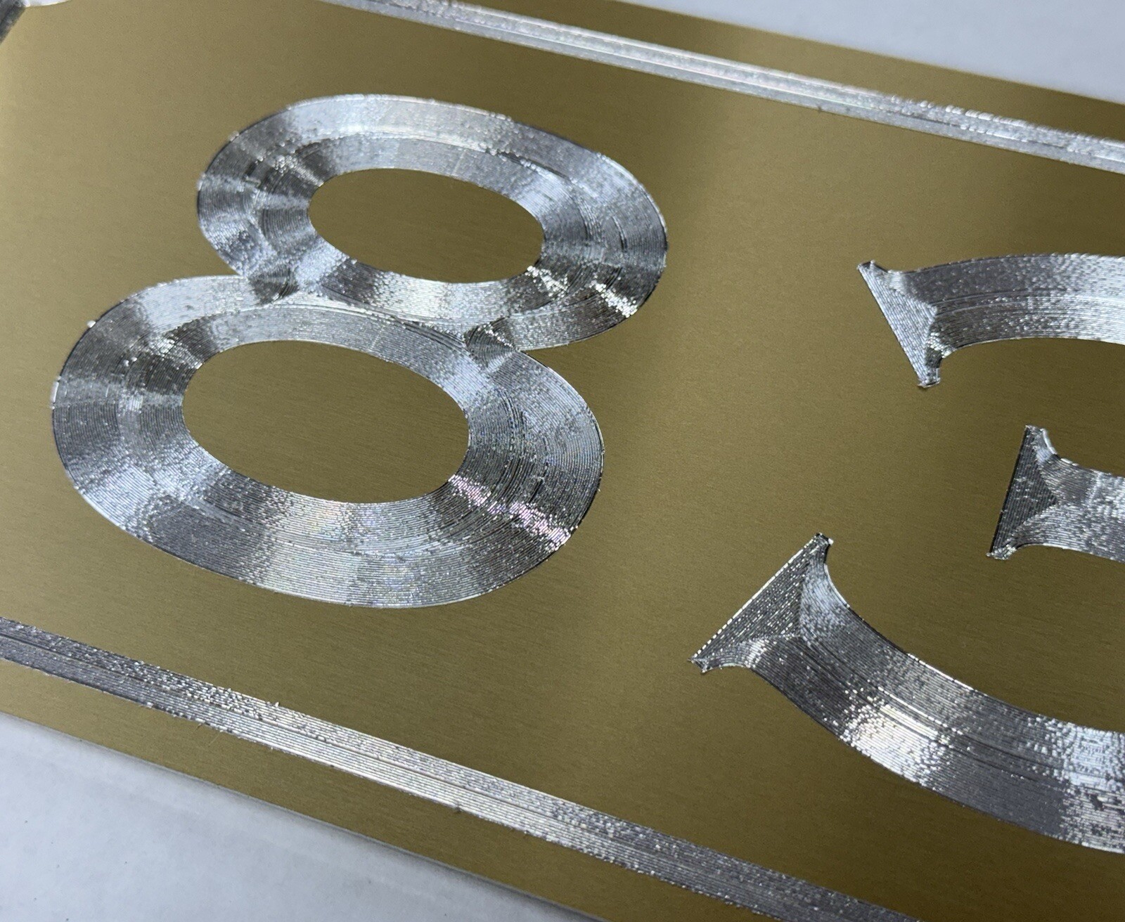 House Number Numbers Street Address Gold Metal Sign 14×5 Diamond Etched Plaque