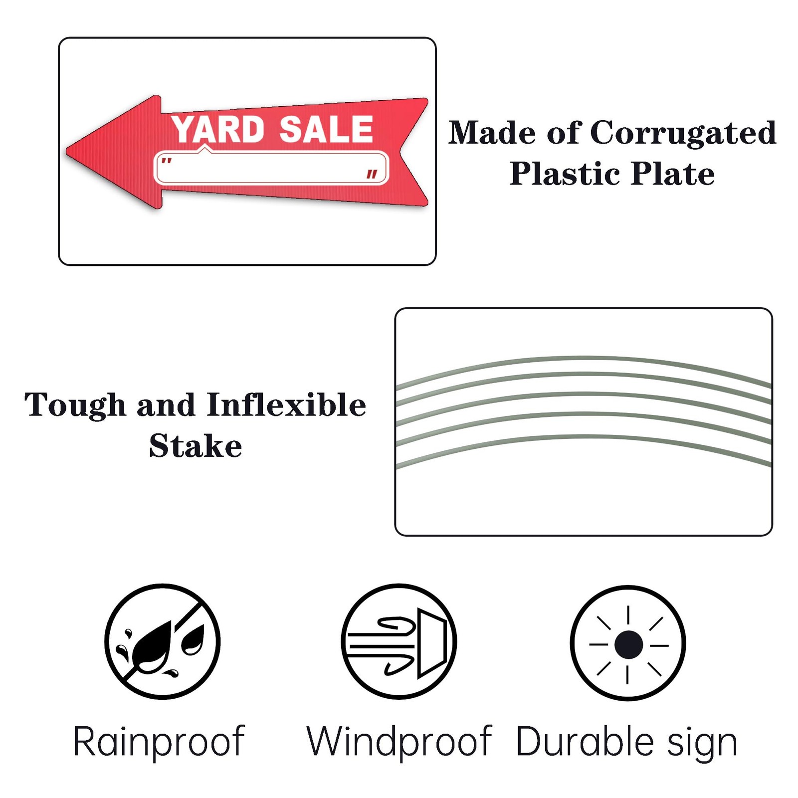 Yard Sale Red Arrow Signs with Stakes16 x 5 in Double Sided,Outdoor Estate Sa…