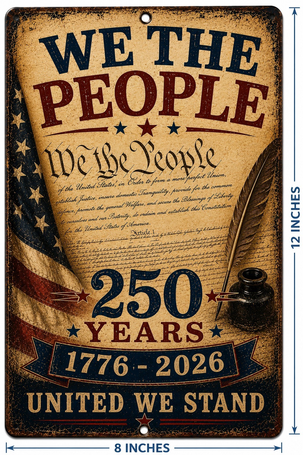 America 250 Years 1776-2026 Patriotic Eagle Metal Sign USA Freedom 8×12 Aluminum