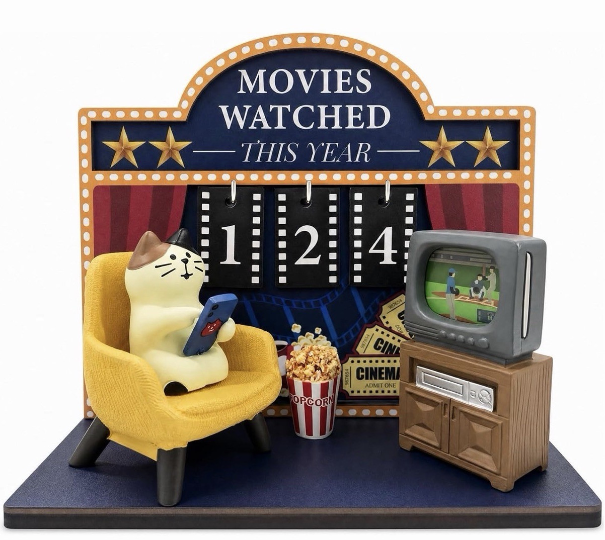 Movies Watched This Year Freestanding Tabletop Sign, Wood/Resin, Number Tags