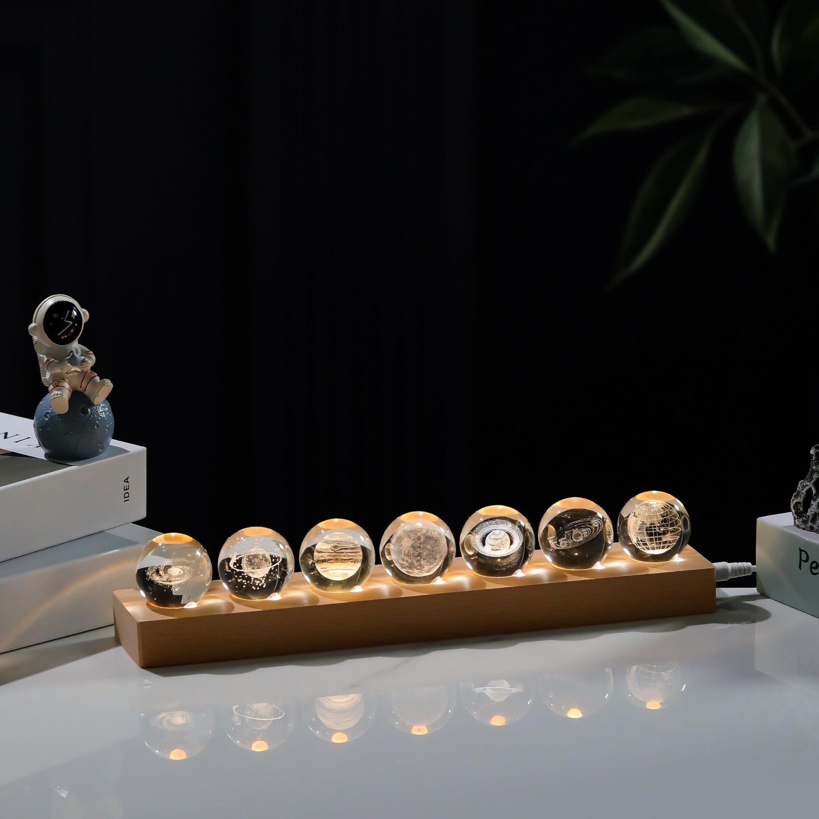 3D Solar System Crystal Ball 40mm with LED Base – Unique Gift for Kids & Adults