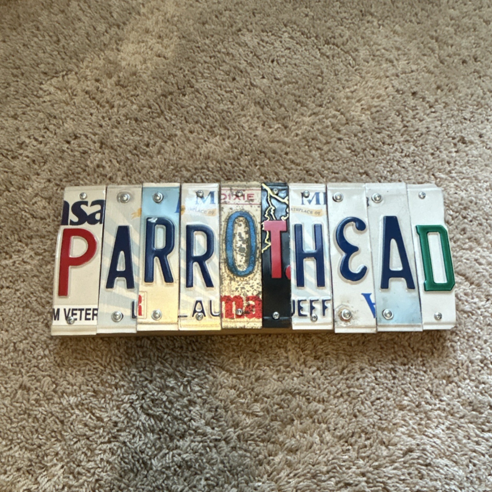 Handmade Metal Parrothead Decorative Wall Mounted Sign, Customized, Multicolor