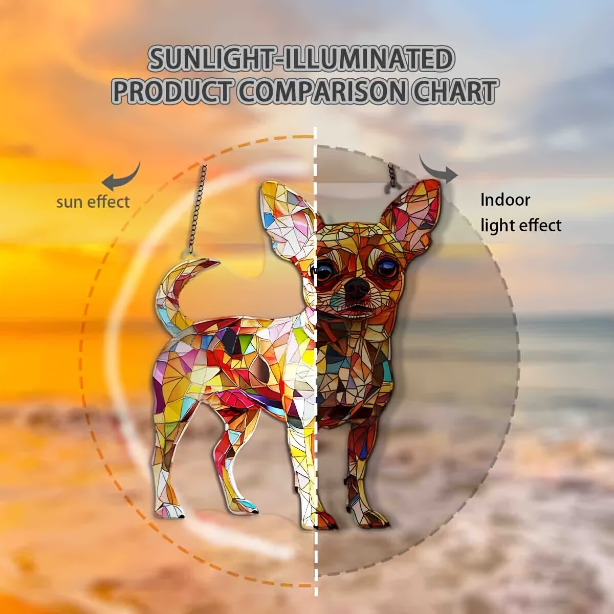 1 Piece Chihuahua Light Catcher Dog Decoration Pet Lover Gift Animal Patterns
