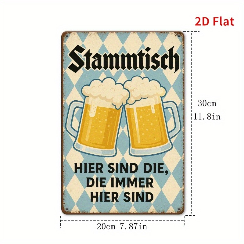 Rectangular Tin Metal Sign German Beer Social Theme Wall Art 8×12