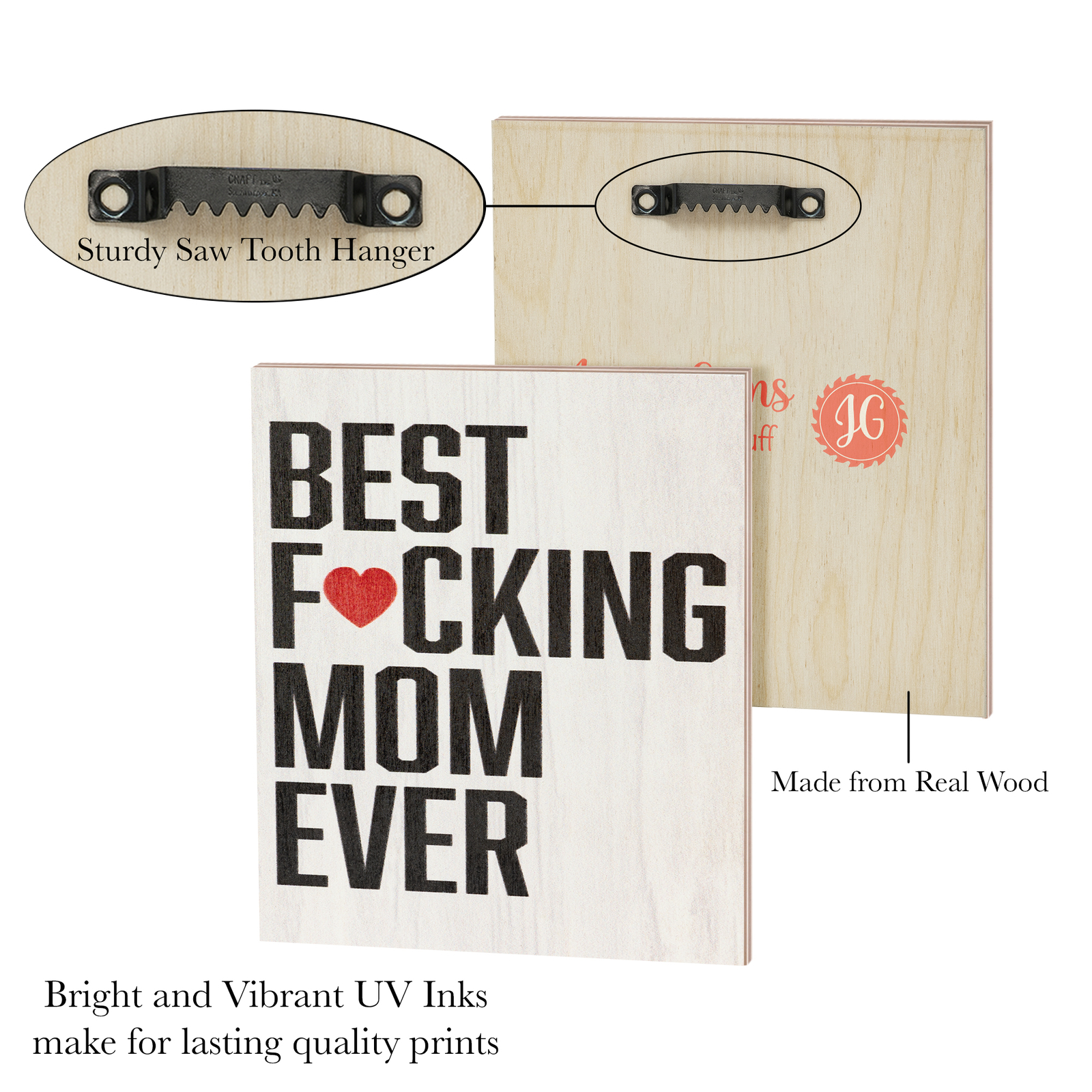 JennyGems Mom Gifts, Best Mom Ever Wooden Sign, Funny Mothers Day Gifts