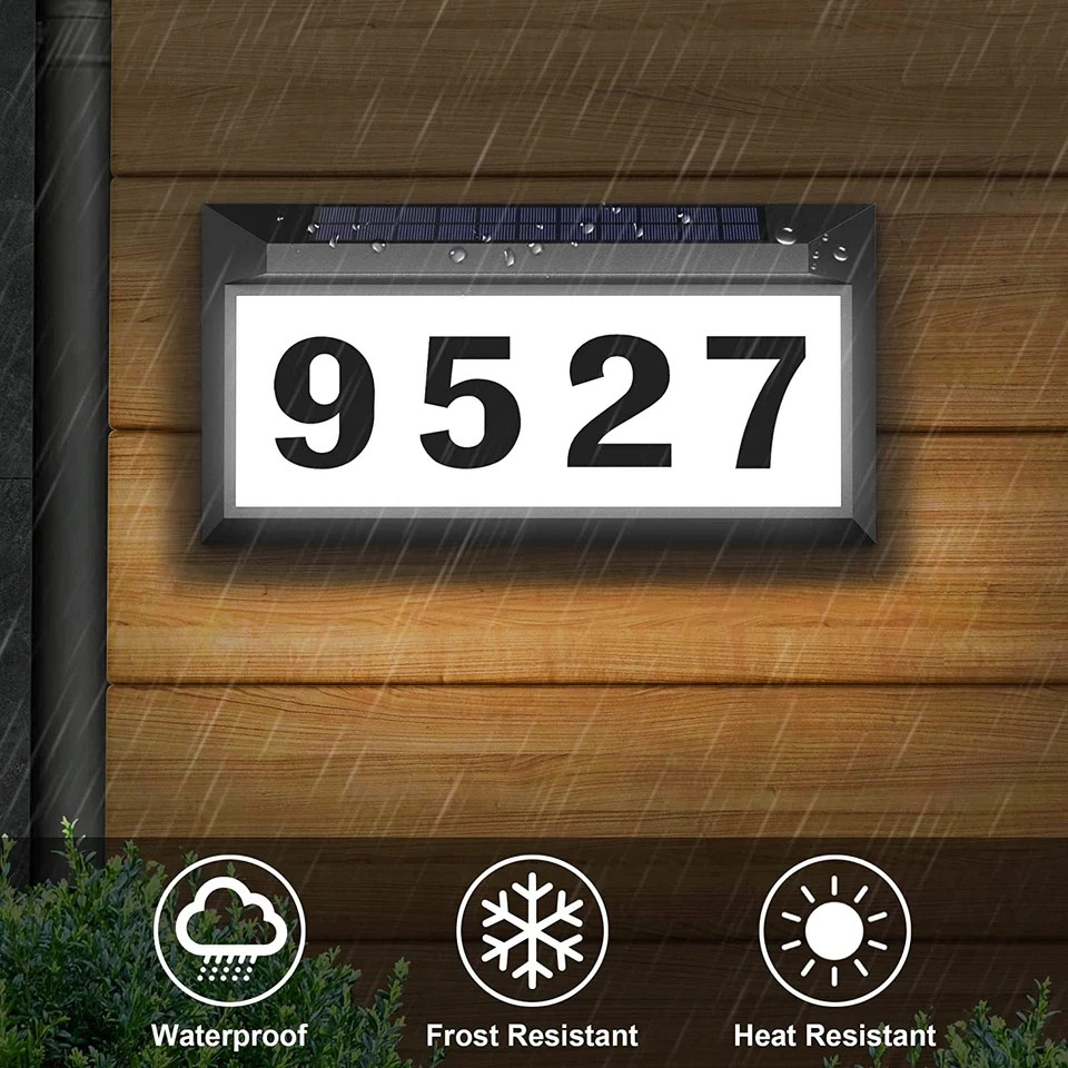 Solar Address Sign, Lighted Address Plaque Outdoor Waterproof, Illuminated Addre