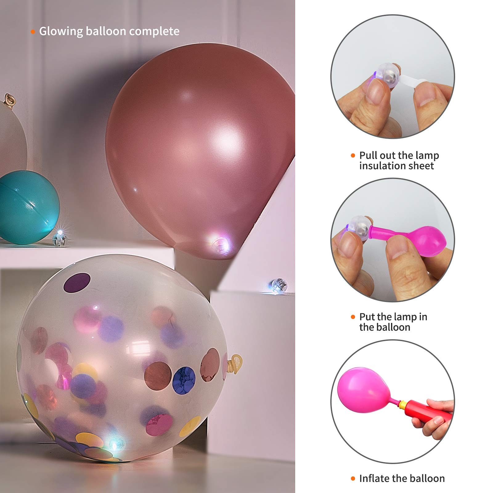 100Pcs Multicolor Balloon Lights with Hook,Long Standby Time,Waterproof Mini …