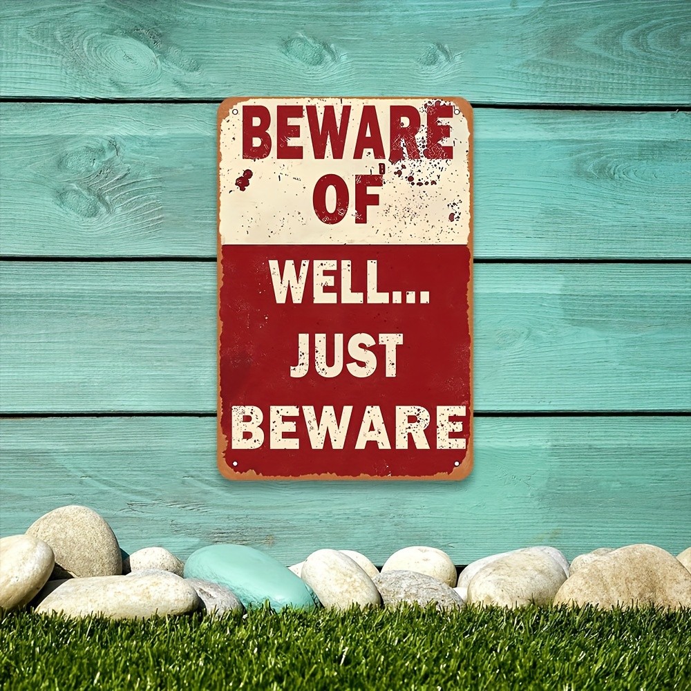 Vintage Metal Tin Sign 8×12 Inch Red & White Warning Wall Art