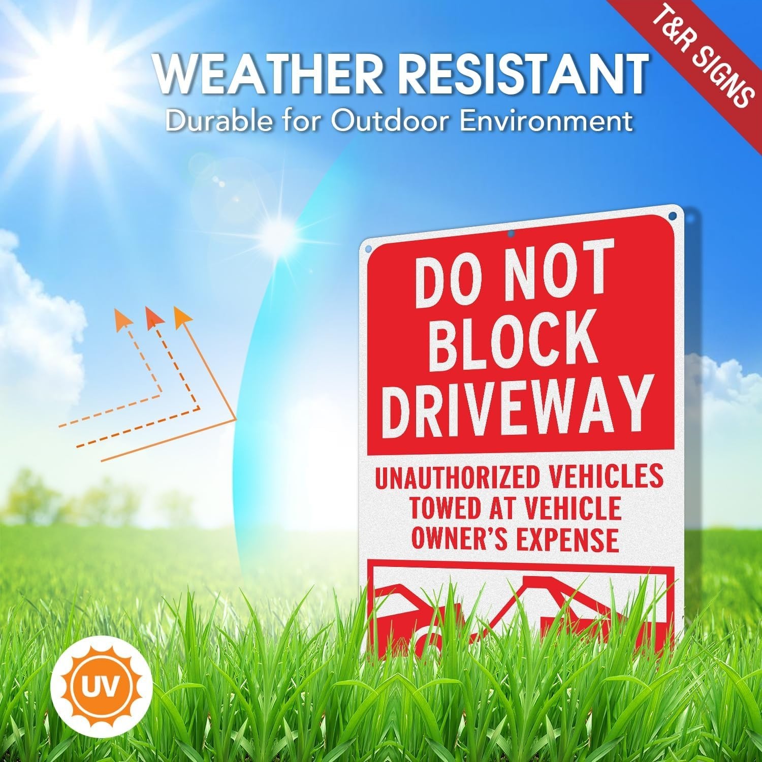 Large Reflective Do Not Block Driveway Sign – 14×10 Inches Aluminum Safety Sign