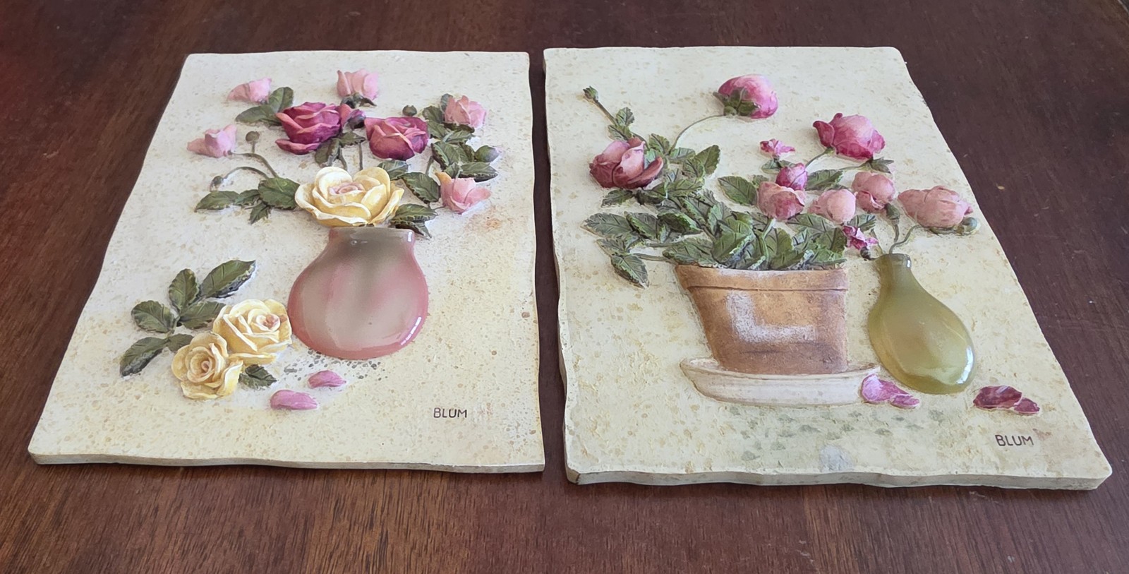 Vintage Blum Set of 2 Multicolor 3-D Wall Decor Home Decorative Accent Piece