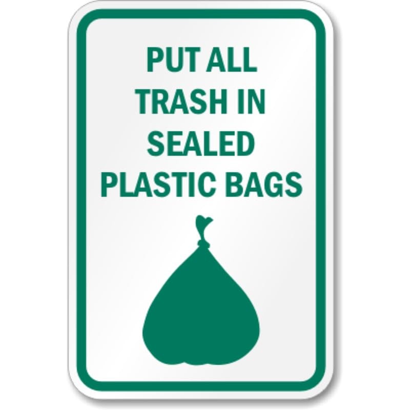 Sealed Trash Plastic Bags Aluminum Weatherproof Sign c01749