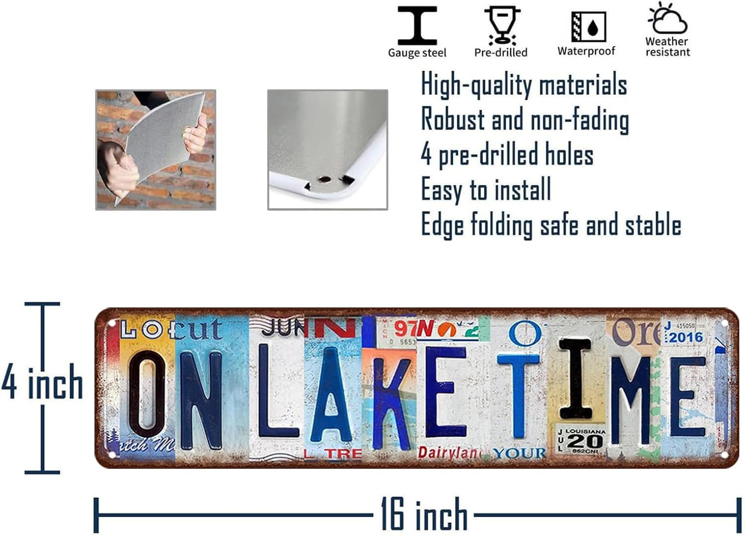 Lake House Wall Decor for Home on Lake Time Sign Vintage Metal Tin Signs Love