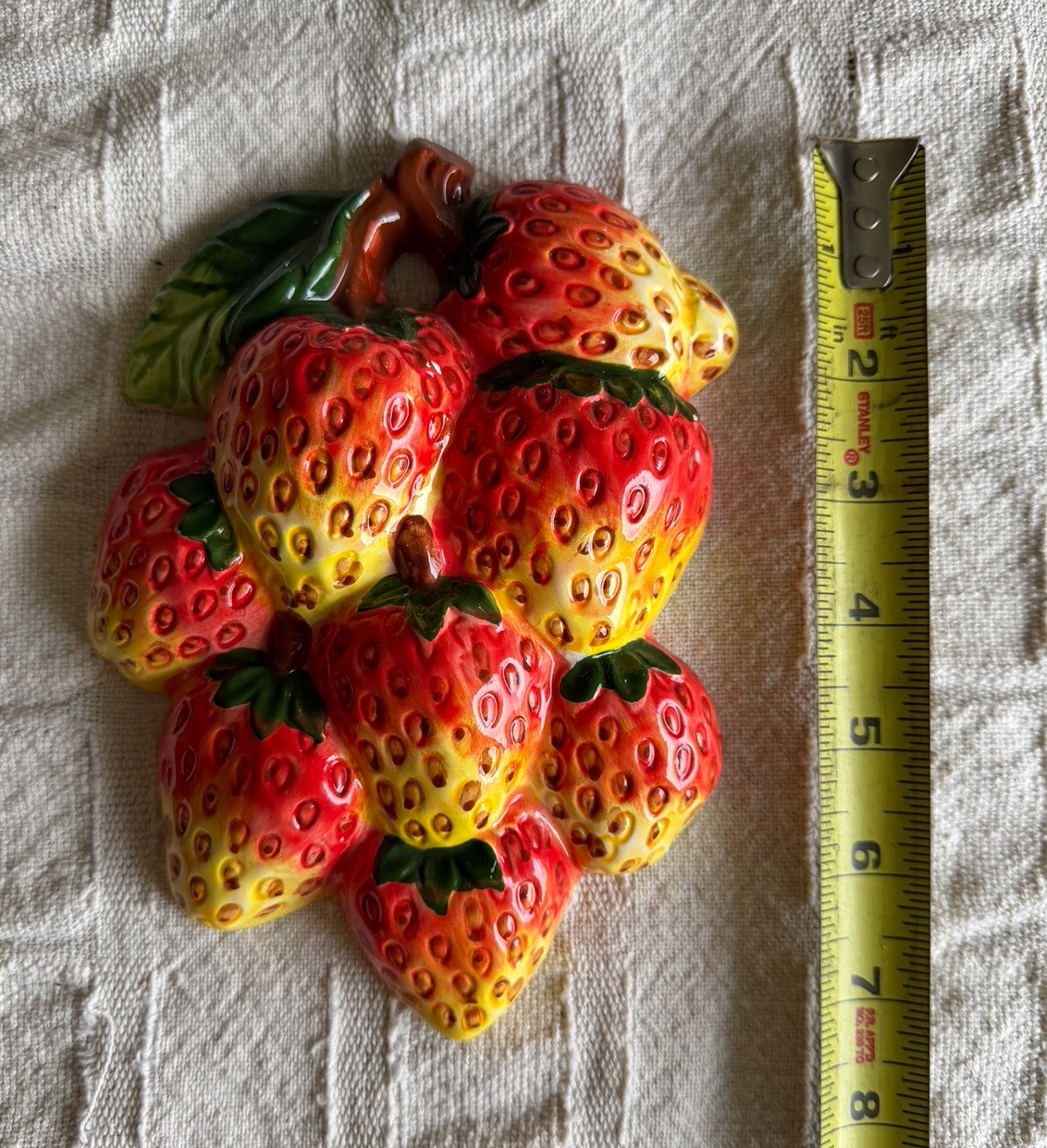 Vintage Glossy Ceramic Fruit Wall Plaques Set of 3 Hanging Decor 6 in
