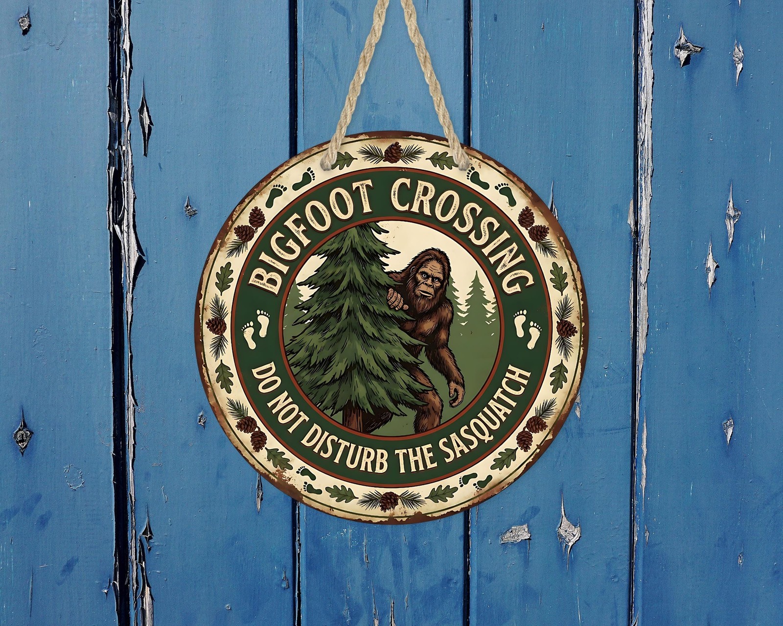 Bigfoot Crossing Sign Aluminum Door Decor Waterproof Outdoor Rustic