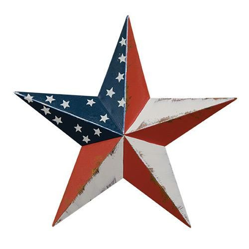 NEW — 3 Lightly Distressed RED WHITE BLUE 7.75″ Patriotic Barn STARS