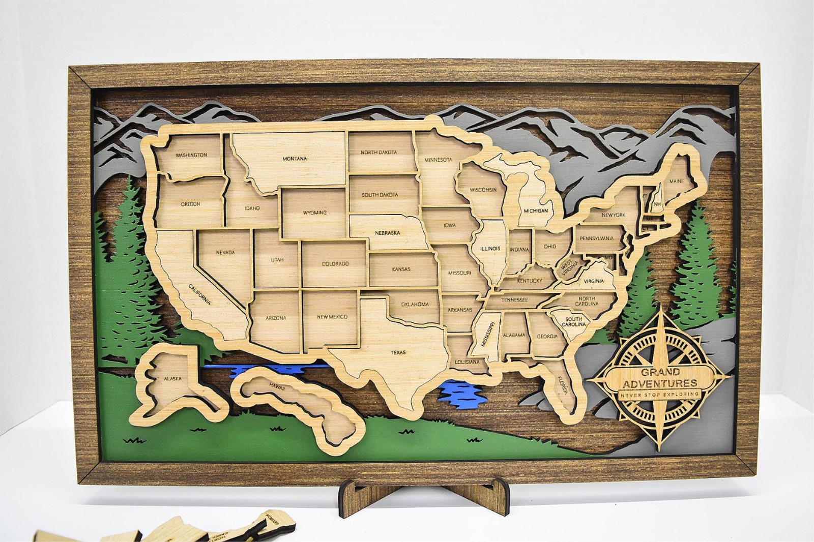 Handmade United States Travel Map State Tracker