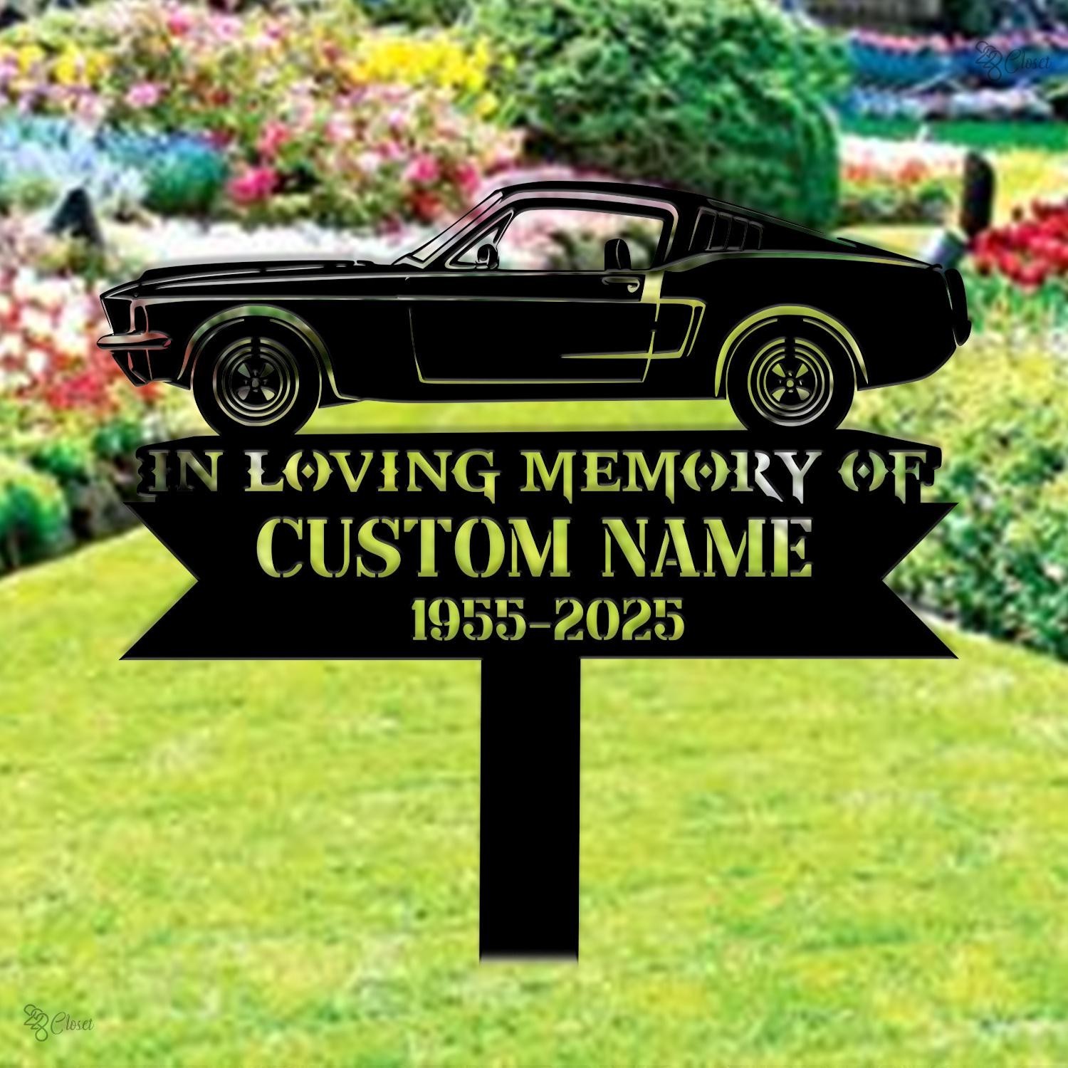 Personalized Car Memorial Stake Metal, Custom Classic Car Signs, Metal Stake