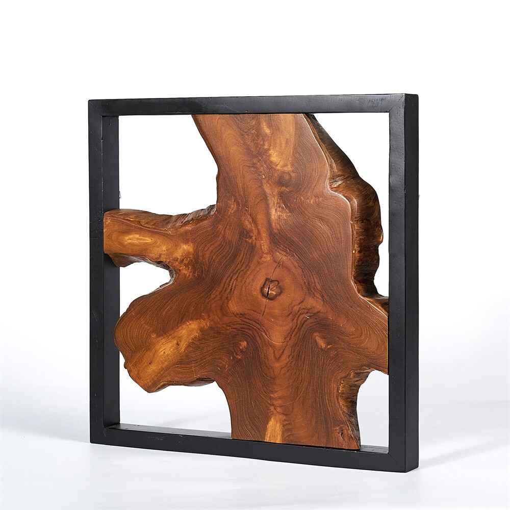Farmhouse Wall Art Rustic Live Edge Solid Teak Wood Decor 17″x17″ Handmade Decor