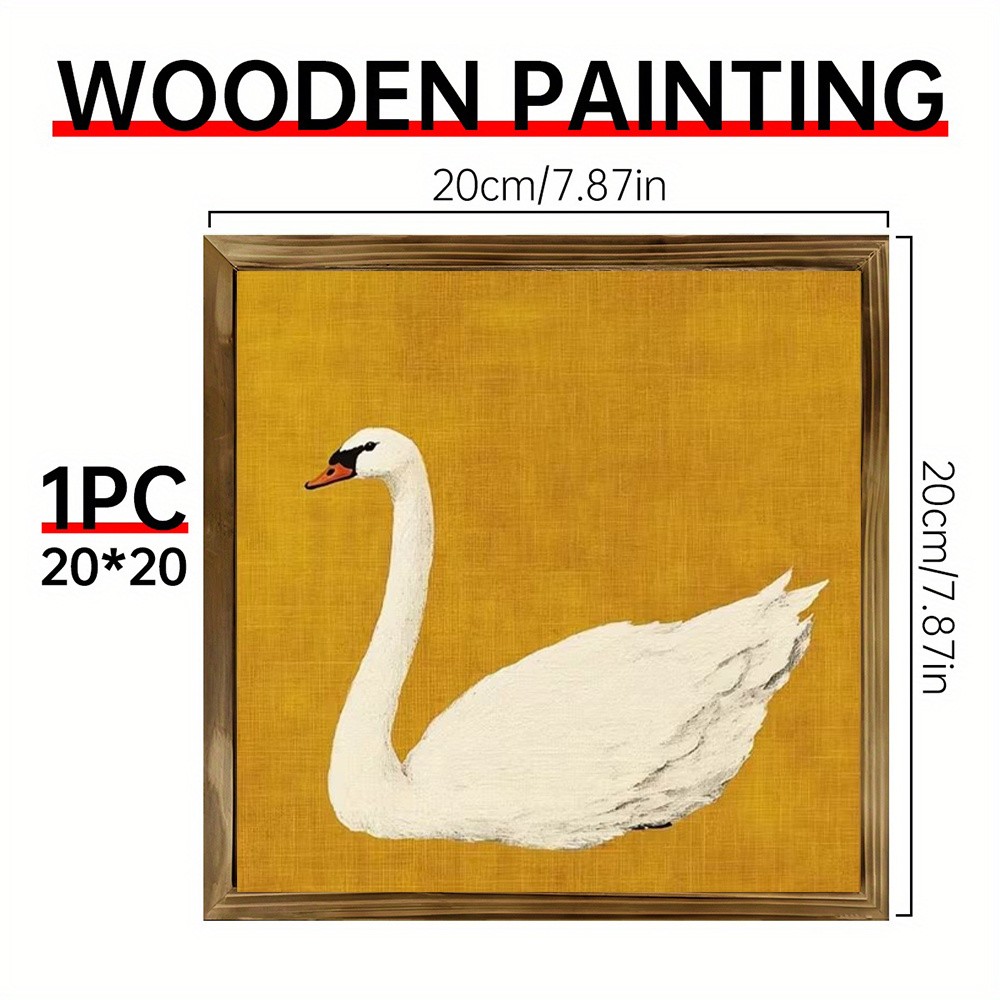 Vintage White Swan Wooden Plaque Elegant Farmhouse Home Desktop Decoration Gift