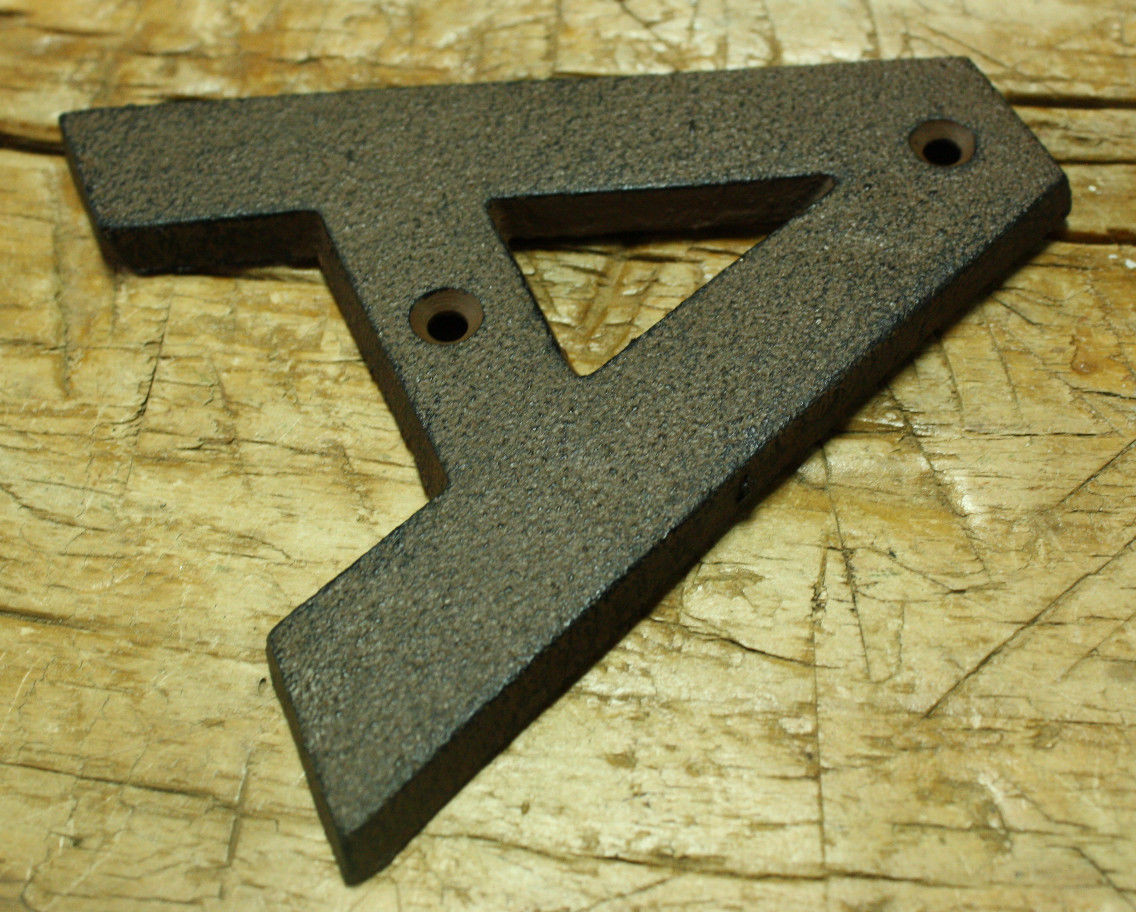 Cast Iron Industrial LETTER A Sign Rustic Brown 5″ tall Alphabet