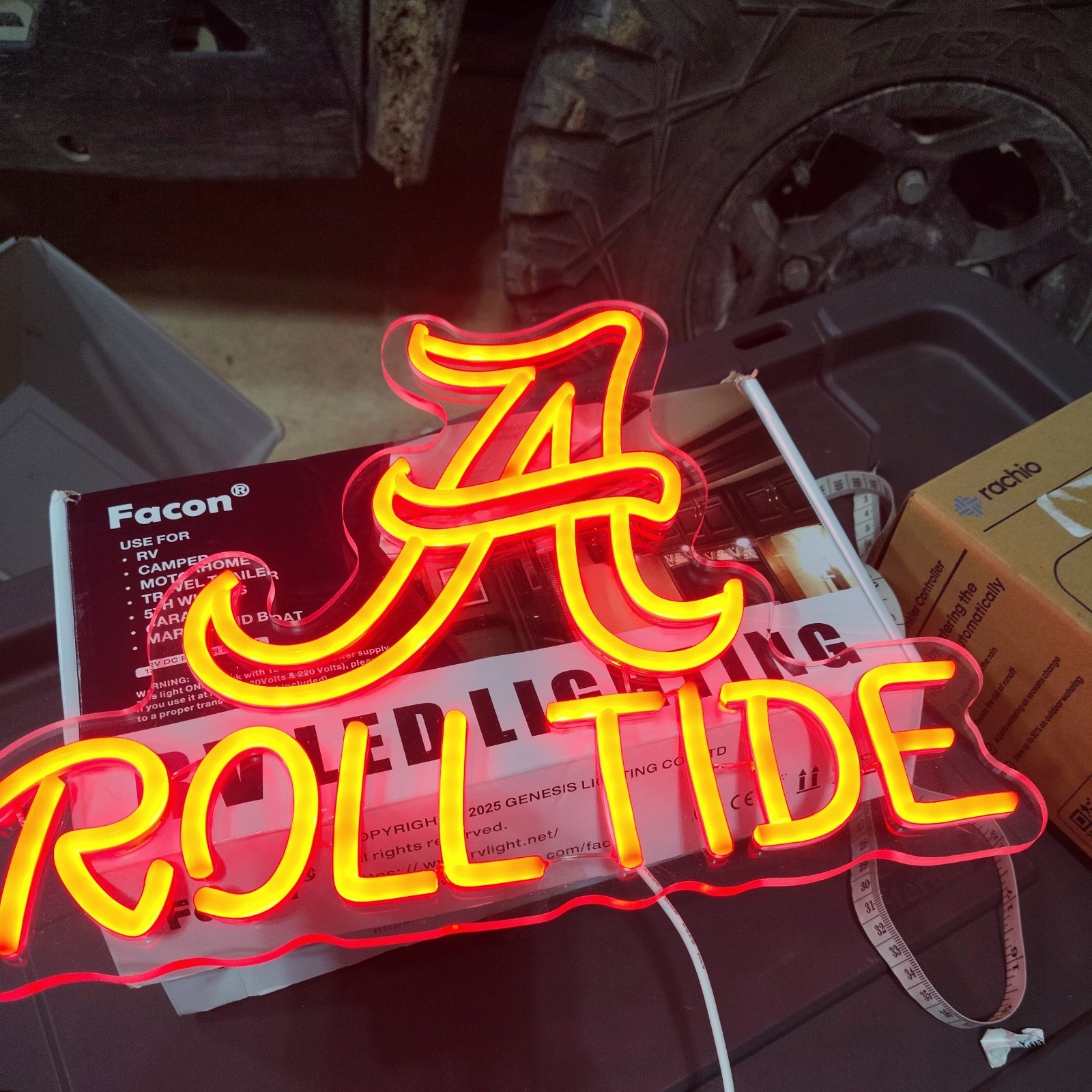 Football Neon Wall Sign LED Light Man Cave Bar Dorm Alabama crimson tide roll